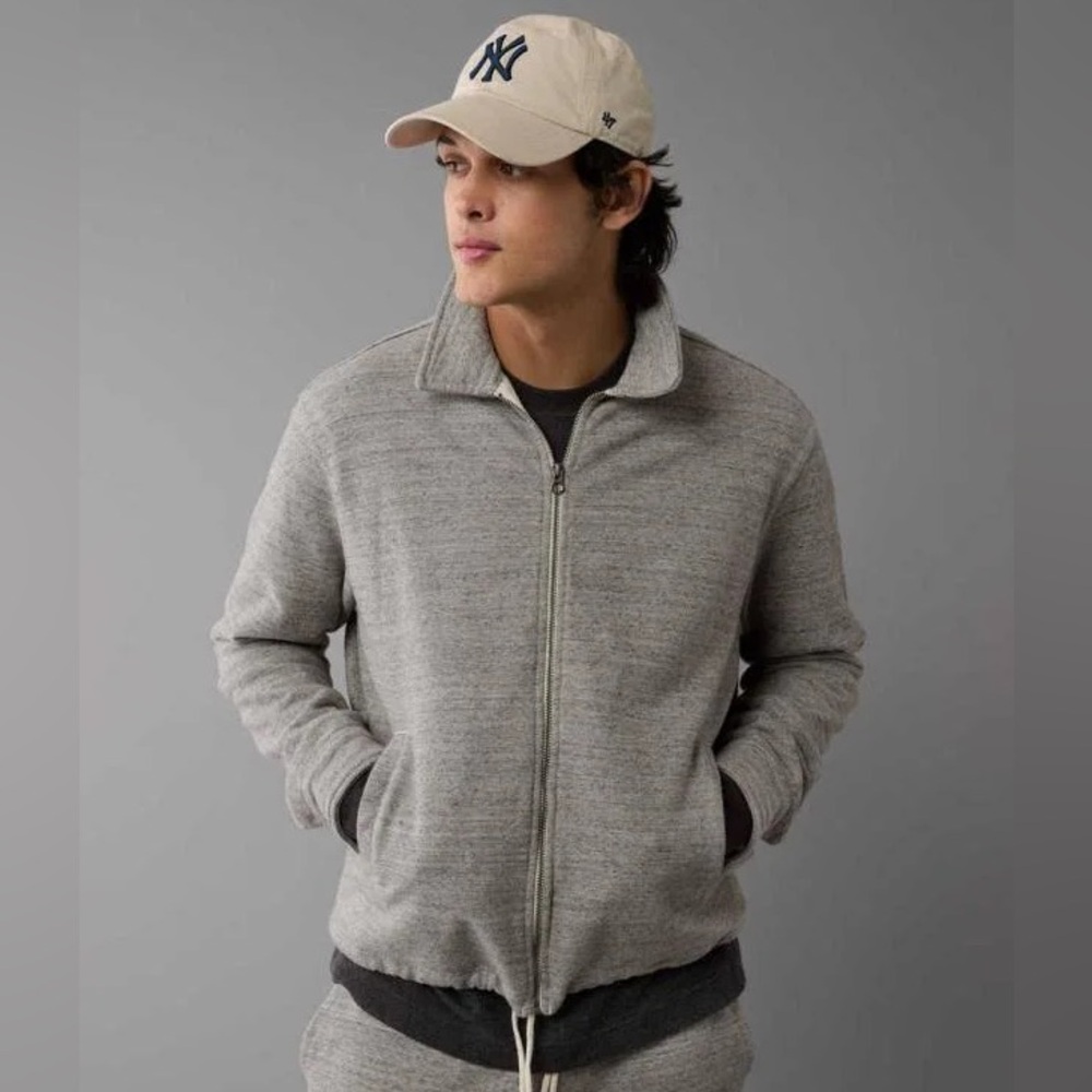 American Eagle Fleece Coach's Jacket Heather Grey NWT Medium Fall 2024